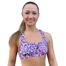 Bra Top, Pink/Purple leopard print, soft square neck