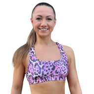 Bra Top, Pink/Purple leopard print, soft square neck