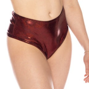 Bikini, "Babs" mid-waist (Ruby Red Twinkle, scrunch-back)
