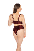 Bikini, "Babs" mid-waist (Ruby Red Twinkle, scrunch-back)