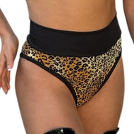 Bottoms, "Babs", high-waist, Black with leopard