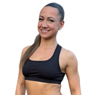 Bra Top, Black, softened square neckline with built-in bra cups