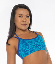 Bra Top, Turquoise lace/Blueberry (strappy)