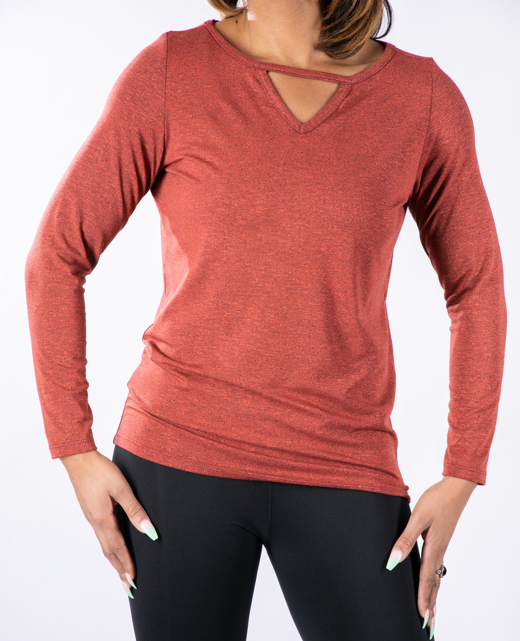 Top, Paprika and/or Sapphire (boat neck with V-detail, long sleeves)