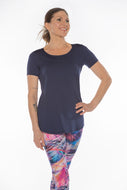 Top, Navy on Black Heather (A-shape, short sleeves)