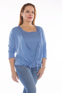Top, Black or Powder Blue (twin set tank with 3/4 sleeve jacket)