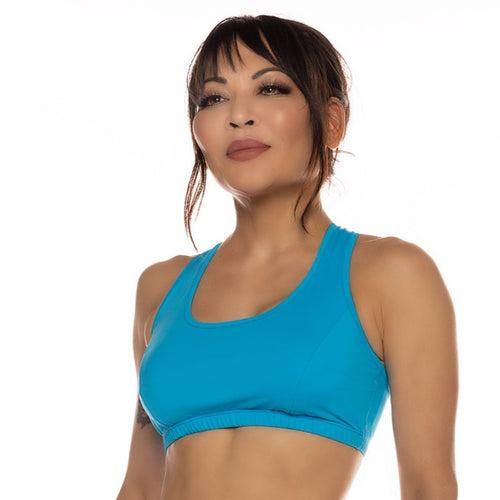 Bra Top, Turquoise (tank style with mesh lining, cross back straps)