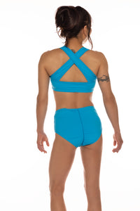 Bra Top, Turquoise (tank style with mesh lining, cross back straps)