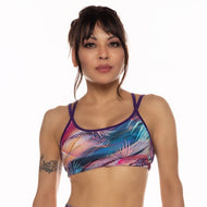 Bra Top, Brazilian print with Purple (scoop-neck, straps)