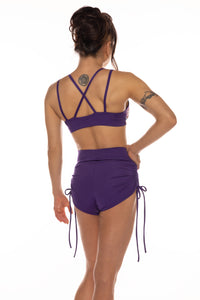 Bra Top, Brazilian print with Purple (scoop-neck, straps)