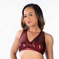 Bra Top, Ruby Red Twinkle (wrap front, multi-strap back)